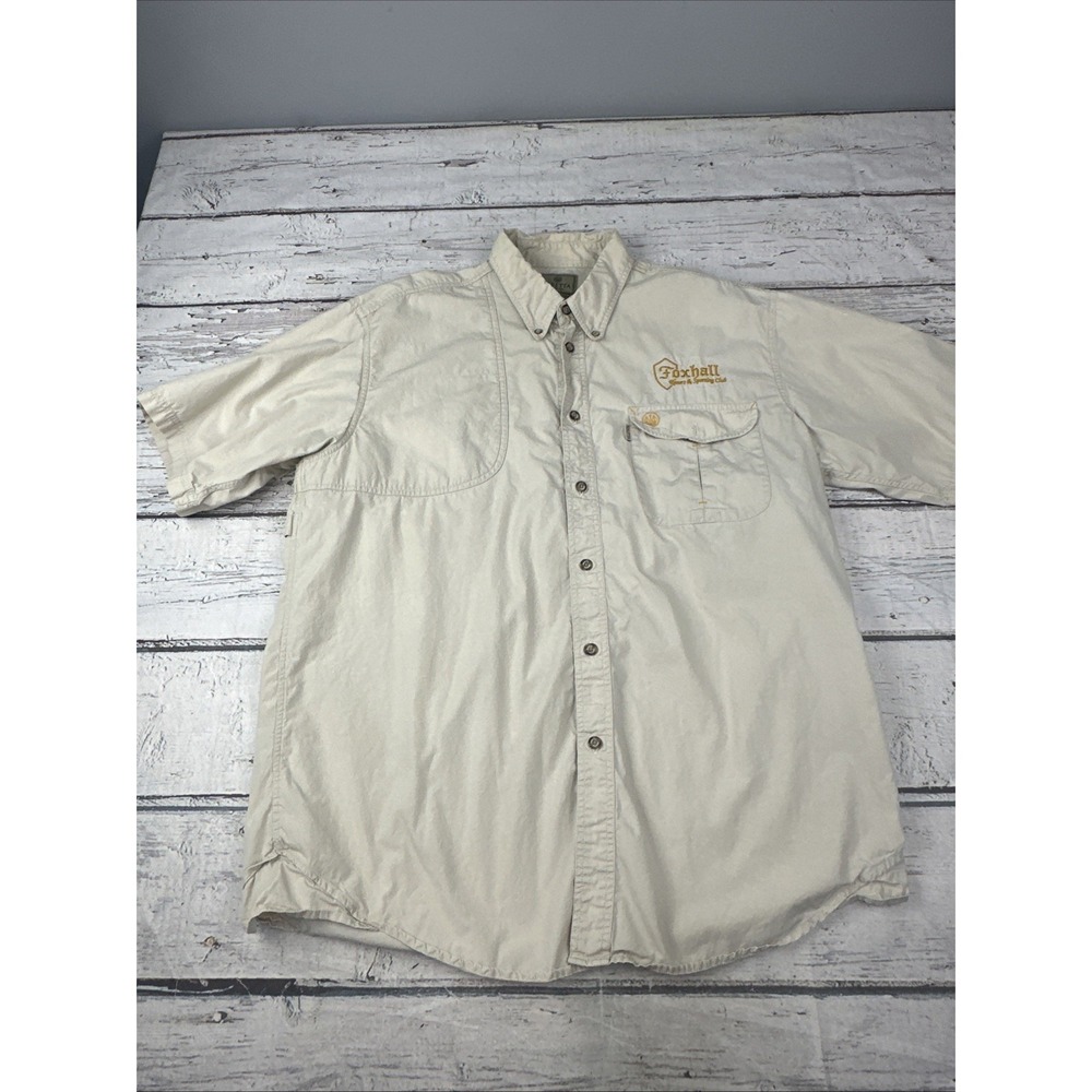 Beretta Shirt Mens XL Khaki Button Down Short Sleeve Vented Shooting Tactical